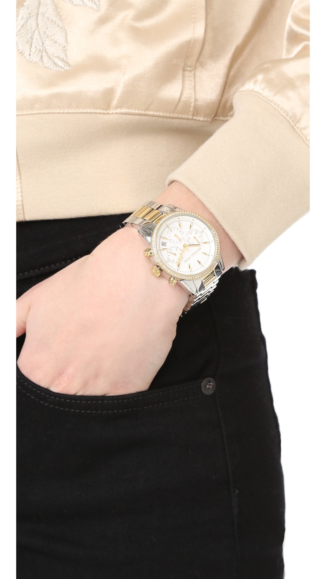 Michael Kors MK6474 – Damen Chronograph Uhr | Edelstahl, Bicolor, 5 bar, Analog, Datum